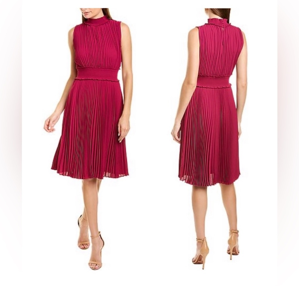 Nanette Lepore Sleeveless Pleated Midi Dress - Deep  Pink NWOT